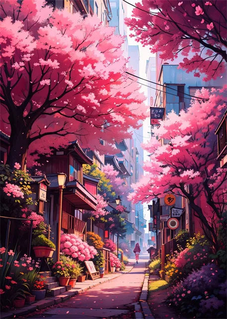 Japanese Street Scenery Canvas Poster