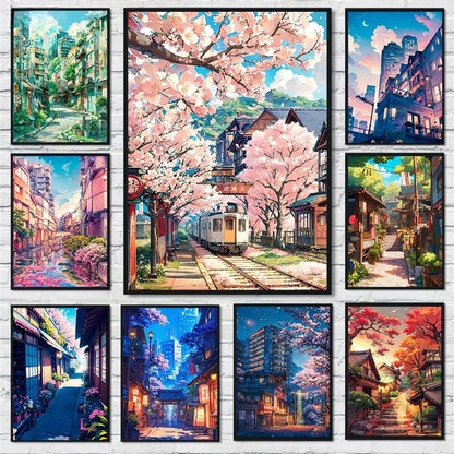 Japanese Street Scenery Canvas Poster