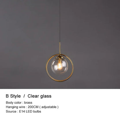 Lampe suspendue en forme de boule de verre