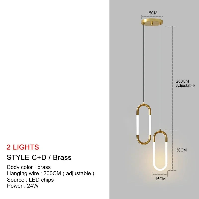 Lampe à suspension de luxe en forme d'anneau