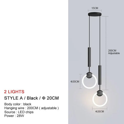 Lampe à suspension de luxe en forme d'anneau