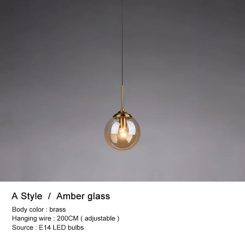 Lampe suspendue en forme de boule de verre