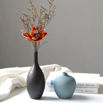 Set of 4 Colored Ceramic Vases