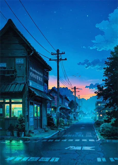 Japanese Street Scenery Canvas Poster