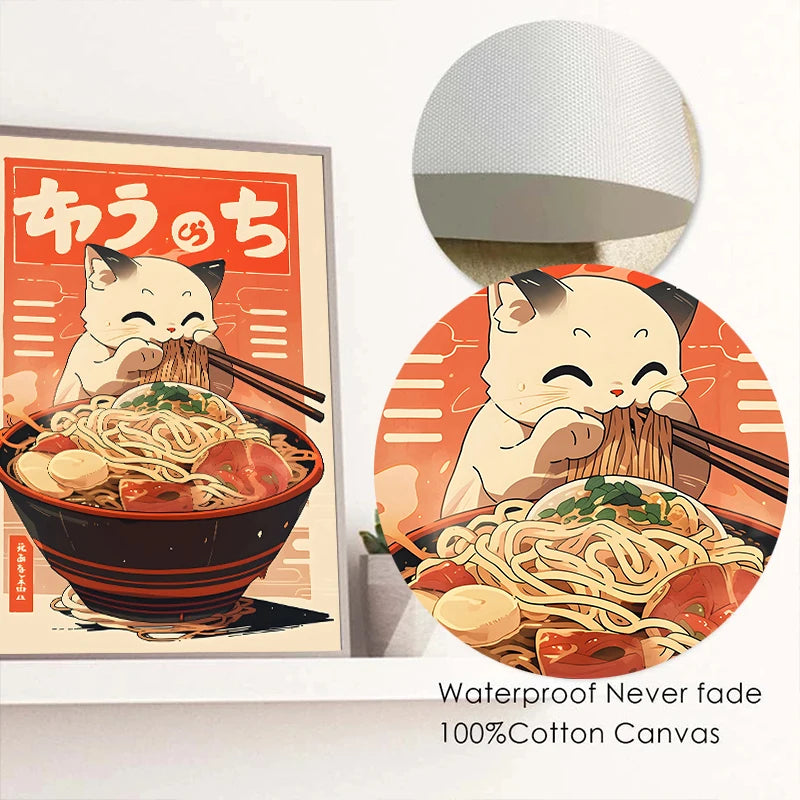 Ramen Cat Canvas Poster