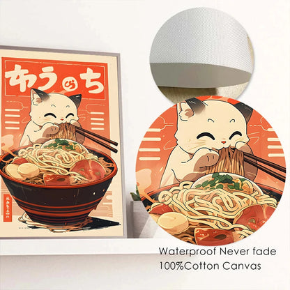 Affiche sur toile du chat Ramen