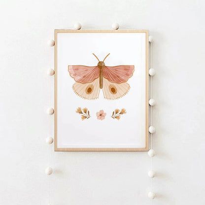 Affiche sur toile avec fleurs et papillons à l'aquarelle