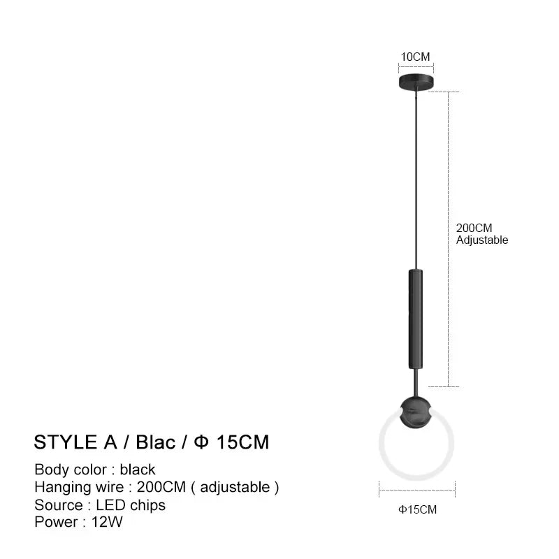 Lampe à suspension de luxe en forme d'anneau