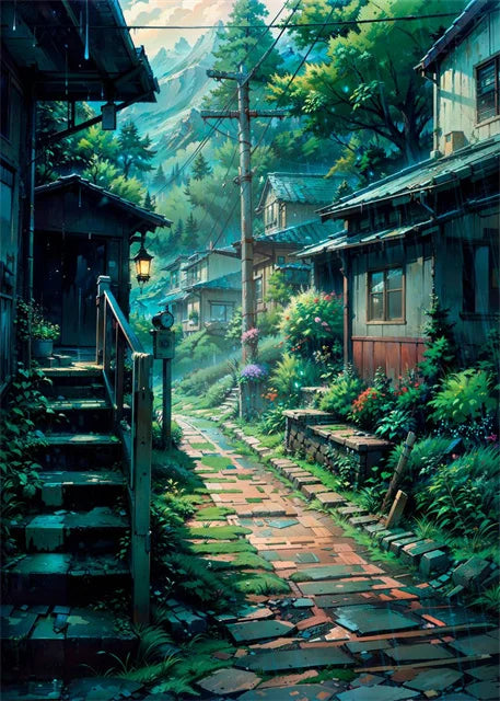 Japanese Street Scenery Canvas Poster